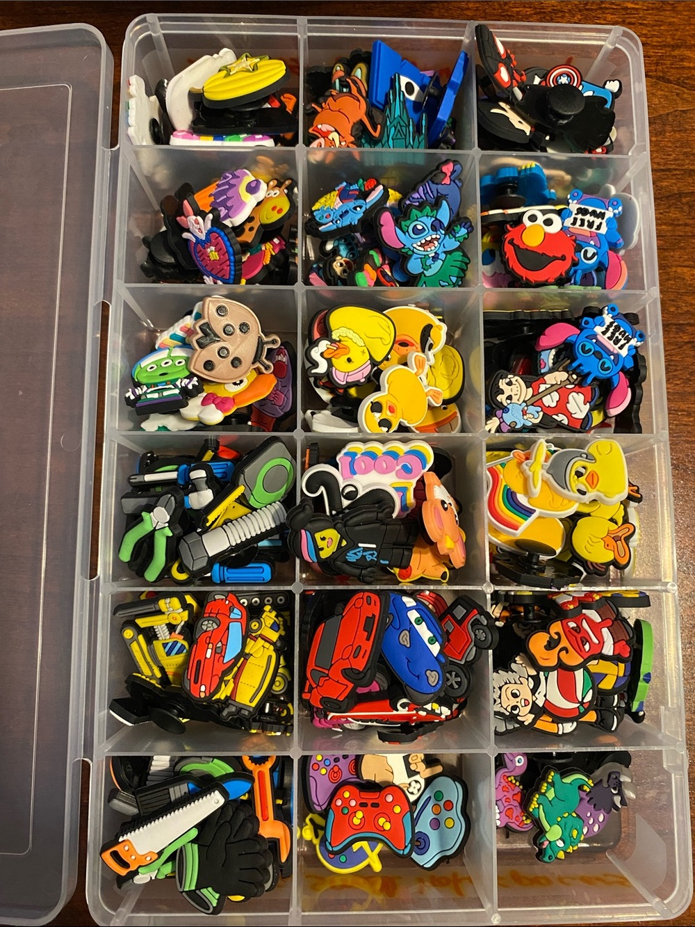 Bundle Assorted Kids Toy Shoe Croc Charms - Colorful Characters plus case